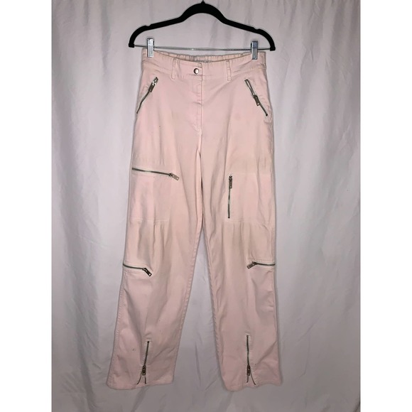 Elevara Cargo Womens Pink Wide Leg Pants Zippers Military